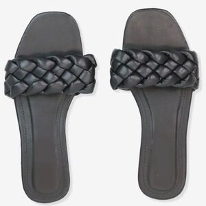 Primark Black Woven Slide Sandals